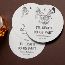 Til Death ヴィンテージゴシックハロウィンウェディング スクエアペーパーコースター