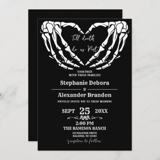 Til Death Do Usハロウィーンゴシック結婚カード セーブザデート (正面/裏面)