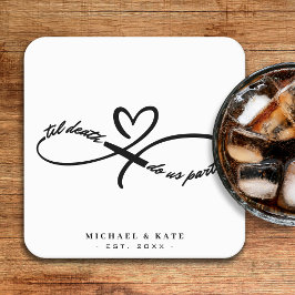 Til Death Do Usパーツインフィニティシンボルハート結婚ズ スクエアペーパーコースター