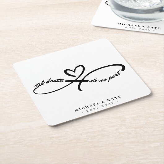 Til Death Do Usパーツインフィニティシンボルハート結婚ズ スクエアペーパーコースター (アングル)