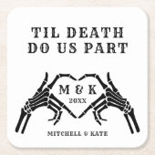 Til Death Do Usパーツスケルトンハートハンド結婚ズ スクエアペーパーコースター (正面)