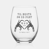 Til Death Do Usパーツスケルトンハートハンド結婚ズ ステムなしワイングラス (正面)