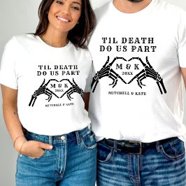 Til Death Do Usパーツスケルトンハートハンド結婚ズ Tシャツ