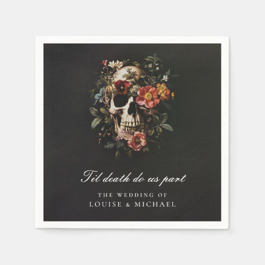 Til Death Do Usパートスカルゴシック結婚ズ スタンダードカクテルナプキン (正面)