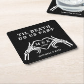 Til Death Do Usパートハートハンドブラック結婚ズ スクエアペーパーコースター (アングル)