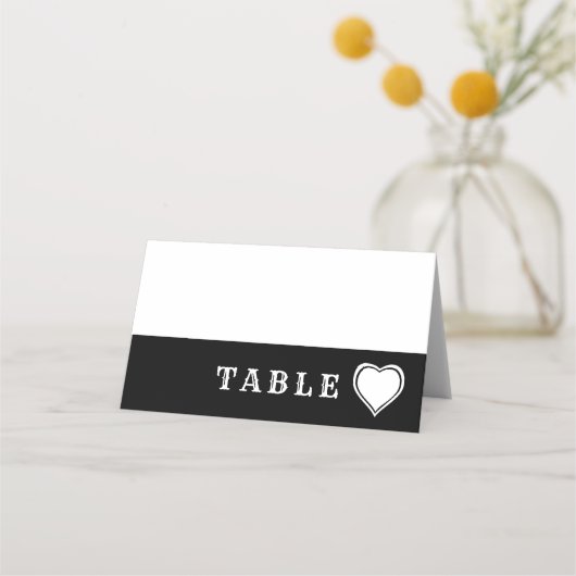 Til Death Do Usパートハートハンドブラック結婚ズ プレイスカード (正面)