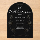 Til Death Do Us Part ブラックゴシックウェディング アクリル招待状 (正面)