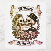 Til Death Do Us Part：新郎新婦スケルトン ワインラベル (シングルラベル)