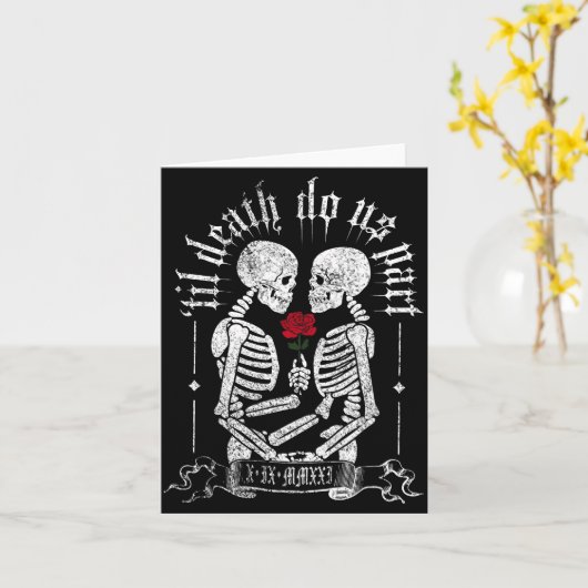 Til Death Do Us Part Couple Skeleton Halloween Men カード (黄色い花)