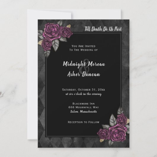 Til Death Do Us Part Gothicバラ結婚 Black's 招待状 (正面)