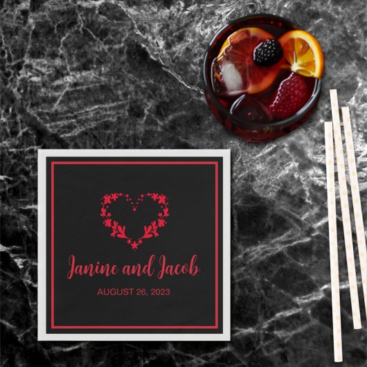 Til Death Do Us Part Gothic Black and Red スタンダードカクテルナプキン