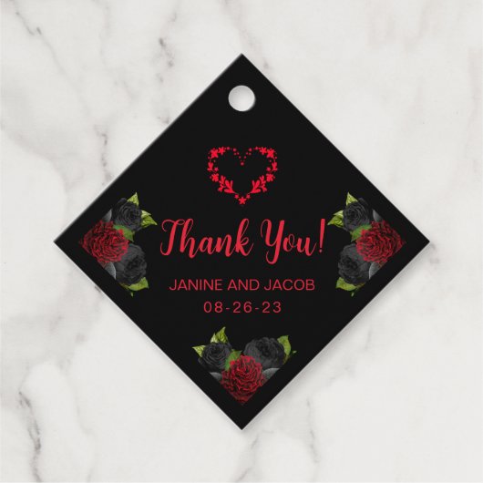 Til Death Do Us Part Gothic Black and Red Rose フェイバータグ (正面)