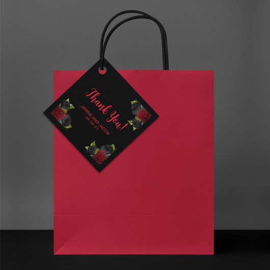 Til Death Do Us Part Gothic Black and Red Rose フェイバータグ