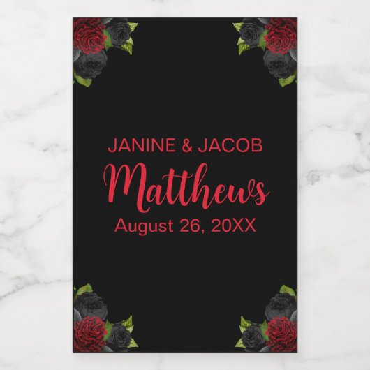 Til Death Do Us Part Gothic Black and Red Roses ワインラベル (シングルラベル)
