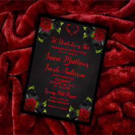 Til Death Do Us Part Gothic Black with Red Roses 招待状