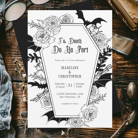 Til Death Do Us Part Gothic Floral Wedding 招待状