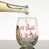 Til Death Do Us Part Gothic Moody Black and Red ステムなしワイングラス