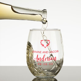 Til Death Do Us Part Gothic Moody Black and Red ステムなしワイングラス