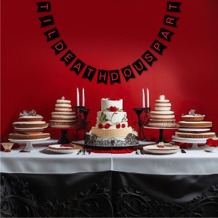 Til Death Do Us Part Gothic Moody Black and Red バンティングフラッグ