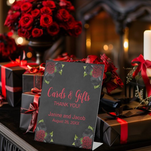 Til Death Do Us Part Gothic Red Roseテーブル番号 台座サイン