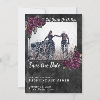 Til Death Do Us Part Gothic Save the Dateバラ 招待状