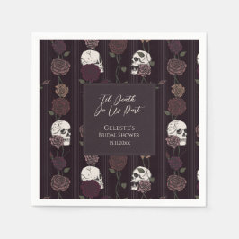 ’Til Death Do Us Part Gothic Skull & Rose Wedding スタンダードカクテルナプキン