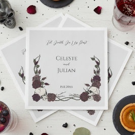 Til Death Do Us Part Gothic Skull & Rose Wedding スタンダードカクテルナプキン