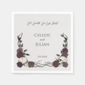Til Death Do Us Part Gothic Skull & Rose Wedding スタンダードカクテルナプキン (正面)
