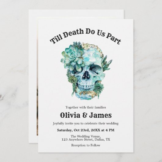 Til Death Do Us Part Photo 結婚 Halloween's 招待状 (正面/裏面)