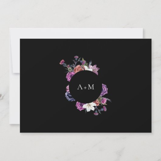 Til Death Do Us Part Purple & Black RSVP 招待状 (裏面)