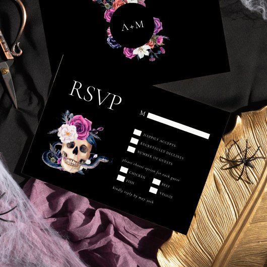 Til Death Do Us Part Purple & Black RSVP 招待状