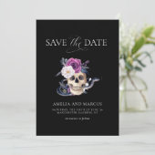 'Til Death Do Us Part Purple & Black Save the Date 招待状 (スタンド正面)
