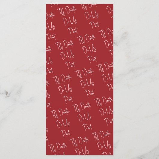 Til Death Do Us Part Skeletonの赤結婚いメニュー プログラム (裏面)