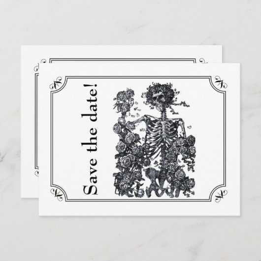 Til Death Do Us Part Skeleton日付の保存 案内ポストカード (正面/裏面)