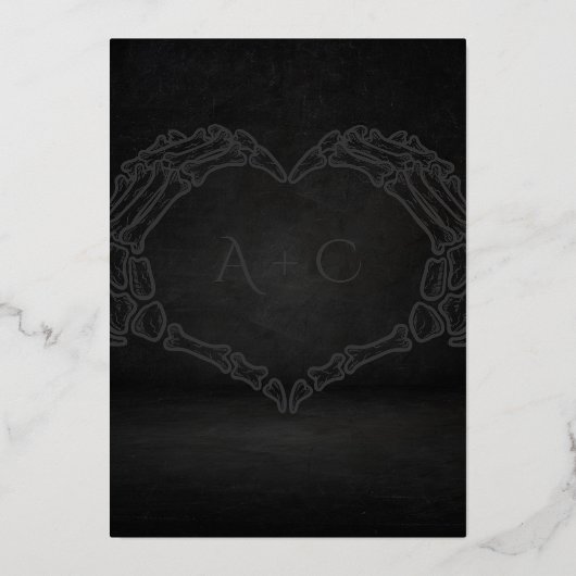 Til Death Do Us Part Skeleton 結婚 Hands 箔招待状 (裏面)