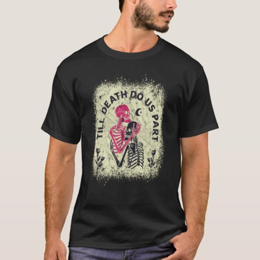 Til Death Do Us Part Skeleton Black Pink Love Tシャツ (正面)