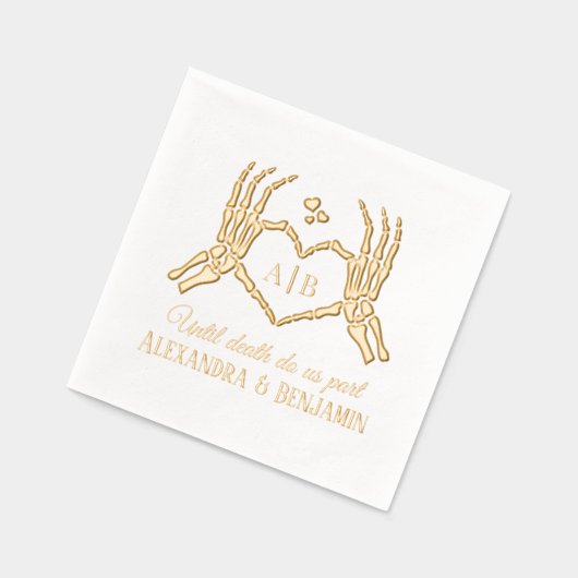 Til Death Do Us Part Skeleton Handsハート記号#1 箔ナプキン (左)