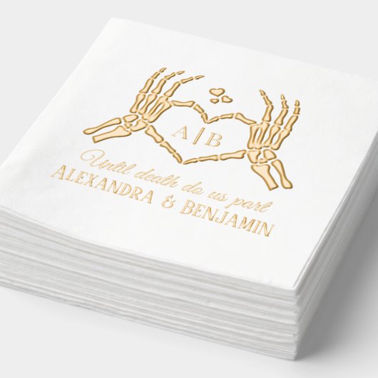 Til Death Do Us Part Skeleton Handsハート記号#1 箔ナプキン (詳細)