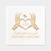Til Death Do Us Part Skeleton Handsハート記号#1 箔ナプキン (正面)