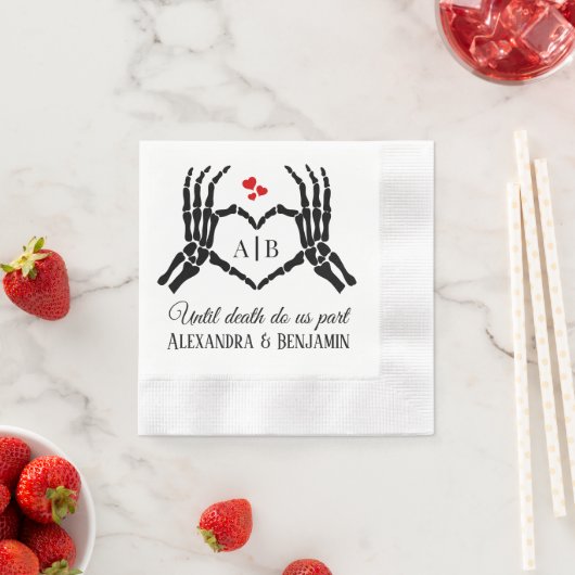 Til Death Do Us Part Skeleton Handsハート記号#1 縁ありカクテルナプキン (インサイチュ)