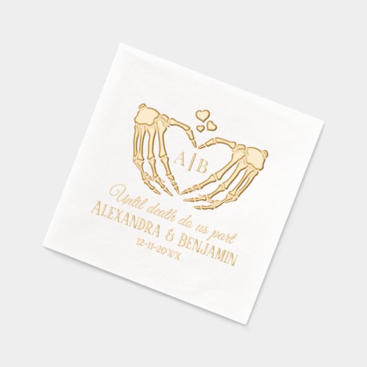 Til Death Do Us Part Skeleton Handsハート記号#2 箔ナプキン (左)