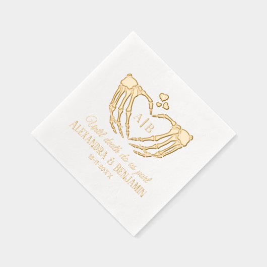 Til Death Do Us Part Skeleton Handsハート記号#2 箔ナプキン (右)