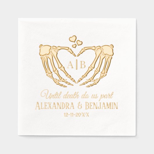 Til Death Do Us Part Skeleton Handsハート記号#2 箔ナプキン (正面)