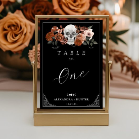 Til Death Do Us Party 水彩ドクロ ウェディング テーブルナンバー