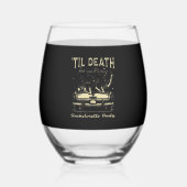 Til Death Do Us Party Halloween D Yellow ステムなしワイングラス (正面)