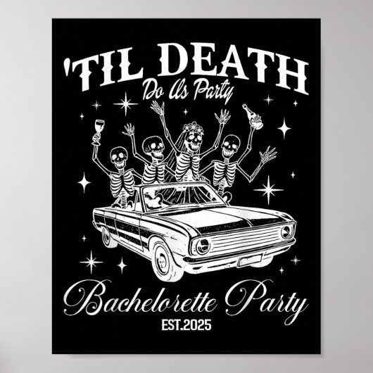Til Death Do Us Party Retro Halloween Bachelorette ポスター (正面)