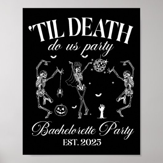 Til Death Do Us Party Retro Halloween Bachelorette ポスター (正面)