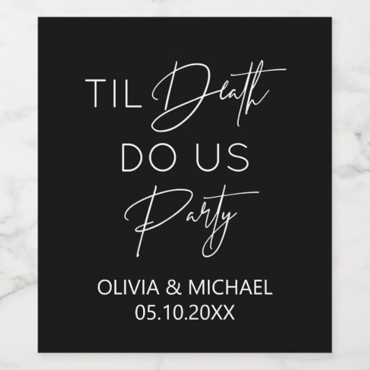 Til death do us party wedding black wine label ワインラベル (シングルラベル)