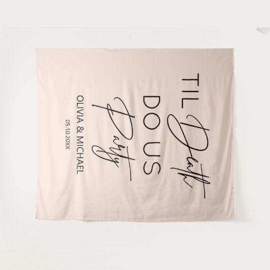 Til death do us party wedding blush backdrop タペストリー (正面(横))