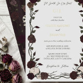 Til Death Gothic Burgundy Roses Light Gray Wedding 招待状